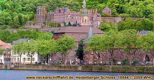Heidelberger Schloss, Heidelberg am Neckar, Neckarschifffahrt