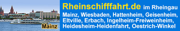 Rheinschifffahrt Rheingau, Sonntagsausflug Rund um die Mariannnenaue, Mainz, Wiesbaden, Eltville, Erbach, Hattenheim, Ingelheim-Freiweinheim, Heidesheim-Heidenfahrt, Oestrich-Winkel, Geisenheim, Loreley-Rundfahrt, Rheinhessen